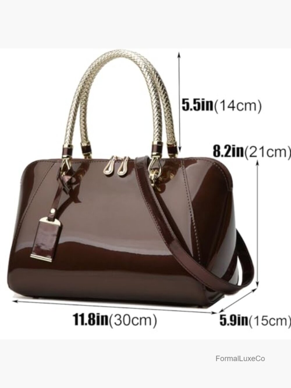 Patent Leather Satchel Handbag Tote Shoulder Bag Evening Purse - Picture 2 of 3